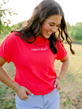 Load image into Gallery viewer, Count It All Joy SS Tee in Cherry Red