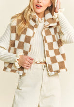 Load image into Gallery viewer, Looks of Love Checkered Sherpa Crop Vest