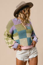 Load image into Gallery viewer, Angel Girl Color Block Checkered Sweater