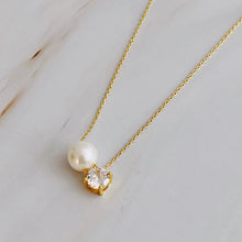 Load image into Gallery viewer, Single Pearl and Diamond Necklace