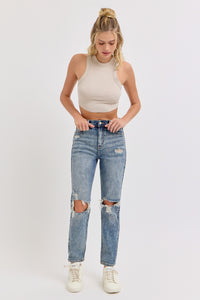 Hideaway Distressed Mom Jeans