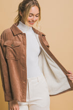 Load image into Gallery viewer, Love Me When I&#39;m Gone Corduroy Sherpa Jacket in Cocoa