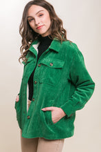 Load image into Gallery viewer, Love Me When I&#39;m Gone Corduroy Sherpa Jacket in Green