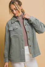 Load image into Gallery viewer, Love Me When I&#39;m Gone Corduroy Sherpa Jacket in Mint Stone