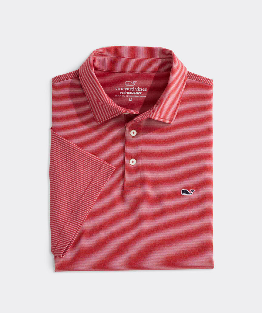 Vineyard Vines St. Jean Stripe Sankaty Polo in Lighthouse Red