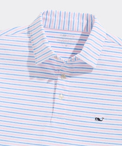 Vineyard Vines Tri-Color Bradley Sankaty Polo in White/J Blu/HIB