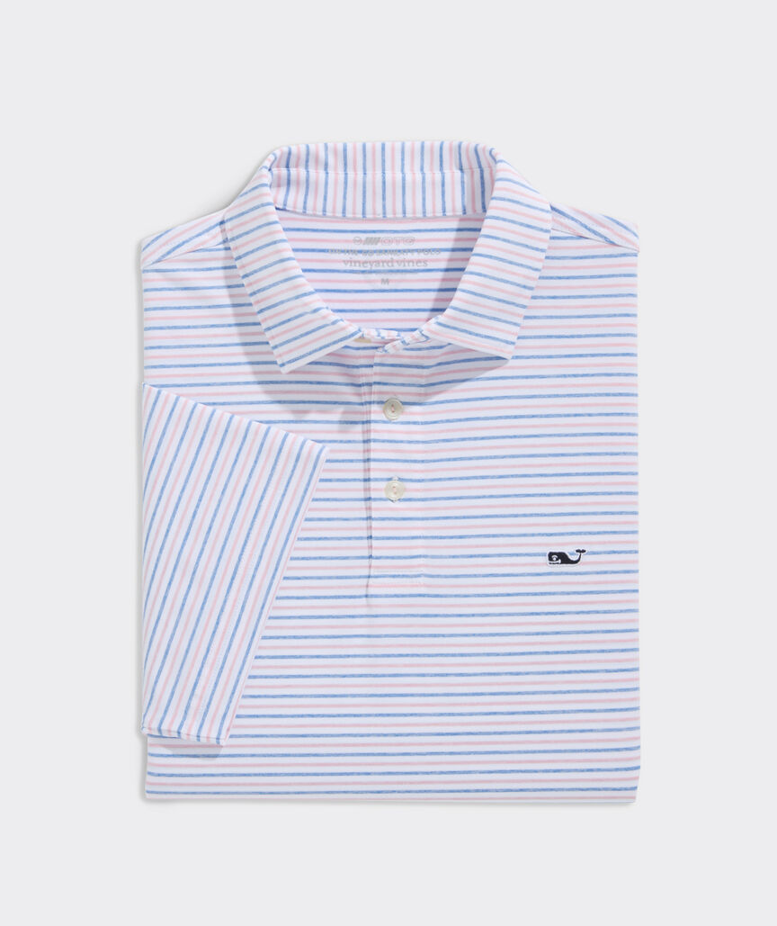 Vineyard Vines Tri-Color Bradley Sankaty Polo in White/J Blu/HIB