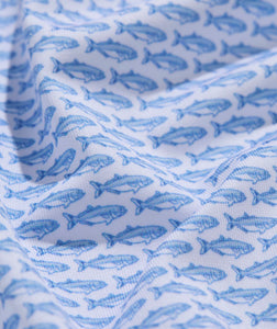 Vineyard Vines Printed Sankaty Polo in Bonefish Jake Blue