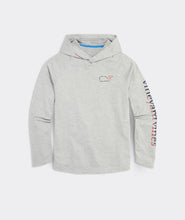 Load image into Gallery viewer, Vineyard Vines On-The-Go Whale Outline Long Sleeve Harbor Performance Hoodie Tee