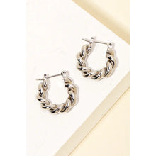 Load image into Gallery viewer, Mini Circle Twist Latch Hoop Earrings Silver