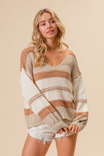 Load image into Gallery viewer, She&#39;s a Winner Striped Sweater in Latte