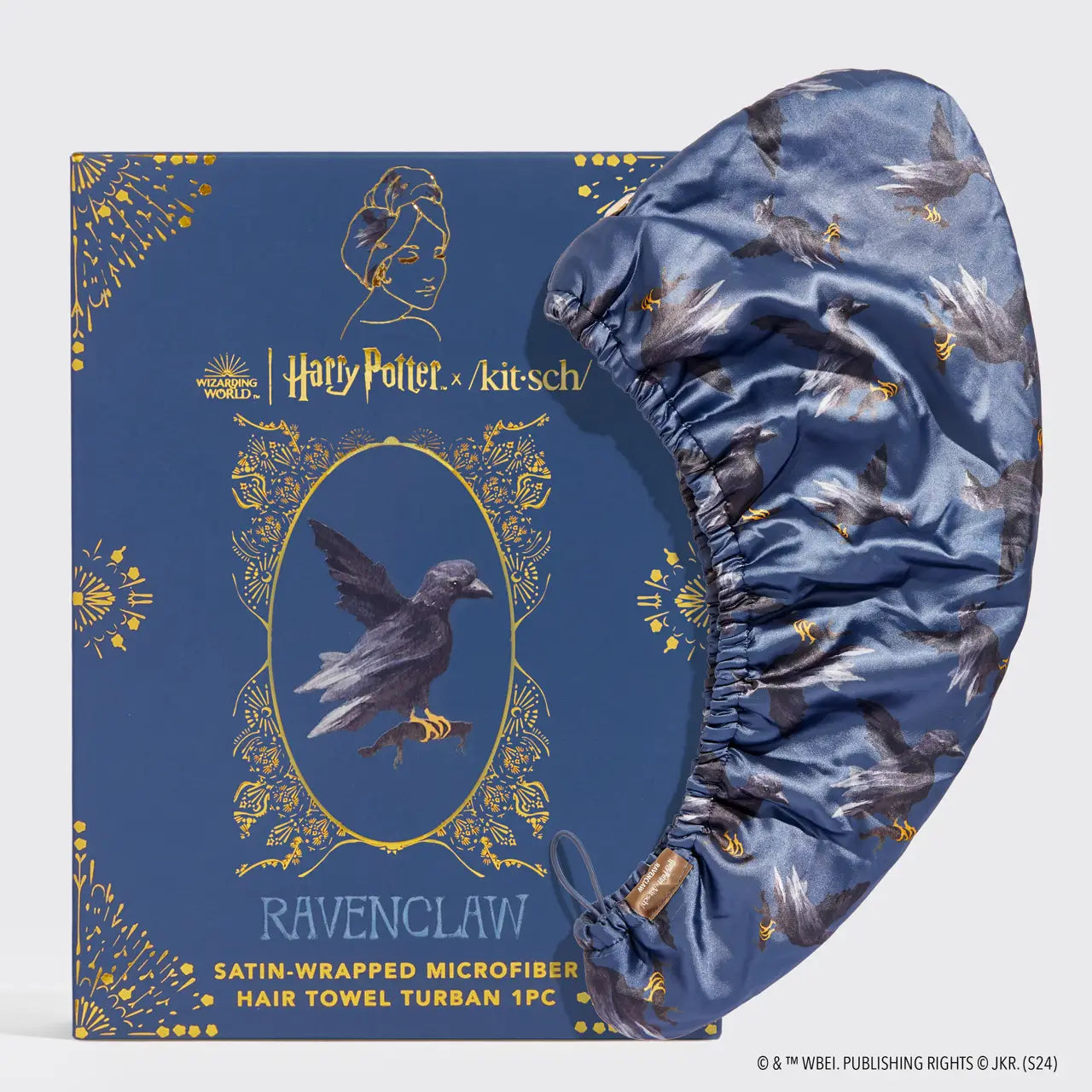 Harry Potter x Kitsch Ravenclaw Satin-Wrapped Hair Towel