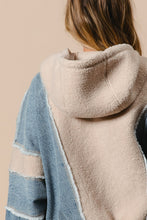 Load image into Gallery viewer, Could&#39;ve Been Her Denim and Fleece Zip Up Hoodie in Oatmeal