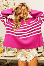 Load image into Gallery viewer, Darling Please Striped Sweater Fuchsia