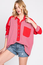 Load image into Gallery viewer, November Nights Striped Henley Top in Red