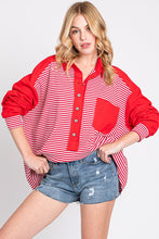 Load image into Gallery viewer, November Nights Striped Henley Top in Red