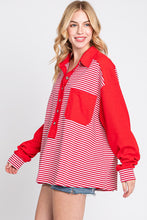 Load image into Gallery viewer, November Nights Striped Henley Top in Red