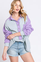 Load image into Gallery viewer, November Nights Striped Henley Top in Lilac