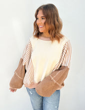 Load image into Gallery viewer, You&#39;re Misunderstood Terry Stripe Pullover in Oatmeal