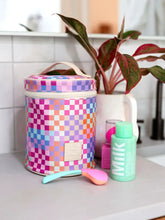 Load image into Gallery viewer, Jadelynn Brooke Checkered Barrel Organizer Toiletry Bag