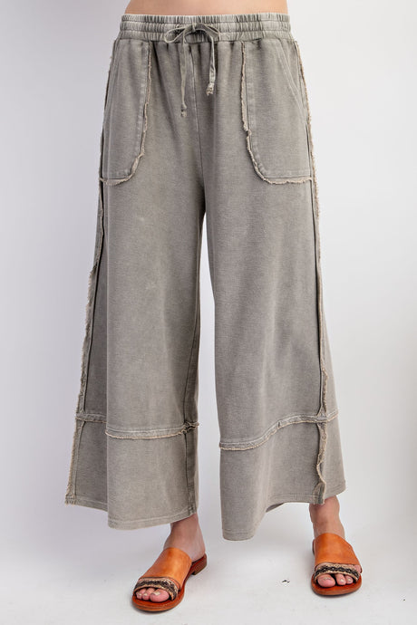 Cute & Comfy Terry Knit Palazzo Pants in Ash