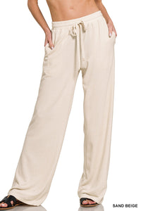 One More Chance Soft Melange Pants in Sand Beige