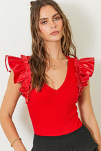 Load image into Gallery viewer, Game Day Chic V-Neck Ruffle Sleeve Bodysuit