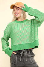 Load image into Gallery viewer, Can&#39;t Leave Here Lonely Two Tone Sweater in Green