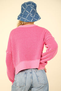 Can't Leave Here Lonely Two Tone Sweater in Pink