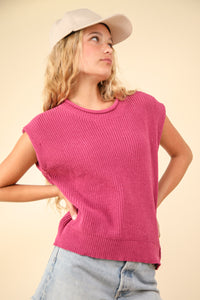 Shadow in the Sun Sweater Vest Top in Pink