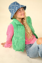 Load image into Gallery viewer, Our Best Bet Padded Corduroy Puffer Vest in Green