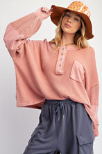 Load image into Gallery viewer, A Heart Like Mine Terry Knit Henley Top in Dusty Rose