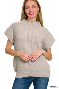 Cozy Conversations Mock Neck Sweater in H Mocha