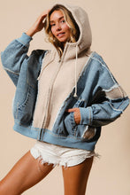 Load image into Gallery viewer, Could&#39;ve Been Her Denim and Fleece Zip Up Hoodie in Oatmeal