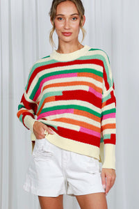 Never Gets Old Color Block Crochet Sweater