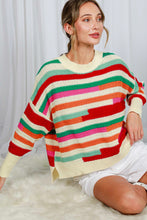 Load image into Gallery viewer, Never Gets Old Color Block Crochet Sweater