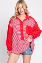 Load image into Gallery viewer, November Nights Striped Henley Top in Red