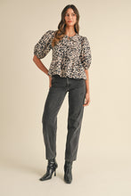 Load image into Gallery viewer, Open Up Your Heart Leopard Puff Sleeve Top