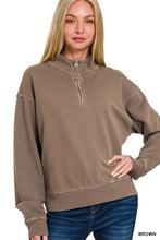 Load image into Gallery viewer, Promise You Terry Pigment Dye and Half Zip Top Brown