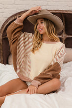 Load image into Gallery viewer, You&#39;re Misunderstood Terry Stripe Pullover in Oatmeal