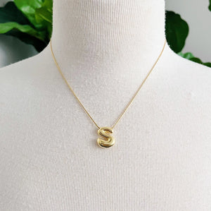 Balloon Letter Gold Initial Necklace