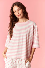 Load image into Gallery viewer, Long Way Striped Round Neck Oversized Crop Tee