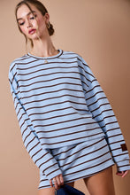 Load image into Gallery viewer, I Don't Even Care Striped Loose Fit Sweatshirt