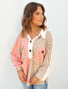 Now & Again Oversized Button Up Tunic Top