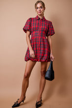Load image into Gallery viewer, Love We Need Plaid Collared Zip Front Mini Dress