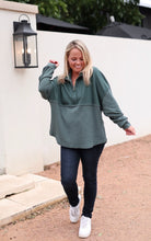 Load image into Gallery viewer, Jadelynn Brooke Ready or Not Waffle Quarter Zip Emerald