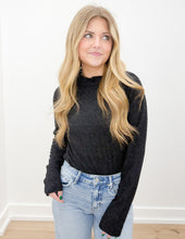 Load image into Gallery viewer, Turned Into Goodbyes Mock Neck LS Lace Top in Black