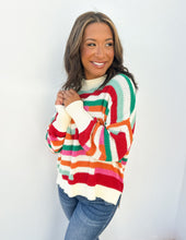 Load image into Gallery viewer, Never Gets Old Color Block Crochet Sweater