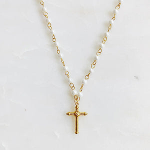 Cabled Cross Pendant Necklace