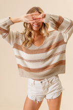 Load image into Gallery viewer, She&#39;s a Winner Striped Sweater in Latte